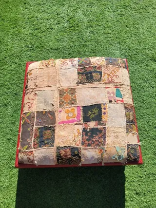 Puf auténtico de la India patchwork