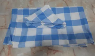 Mantel a cuadros azul y blanco