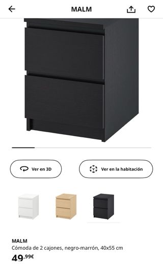 Cómoda MALM 2 cajones negro-marrón