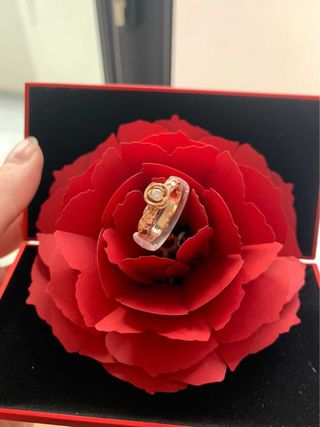 Anillo Oro Rosa Diamante Caja Sorpresa