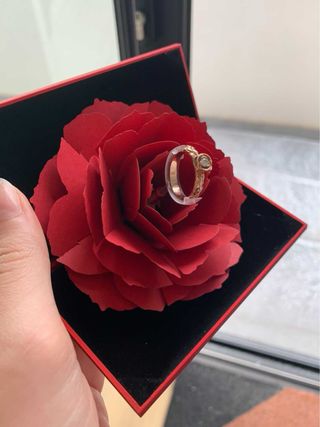 Anillo Oro Rosa Diamante Caja Sorpresa