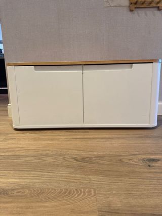 Banco zapatero blanco y madera