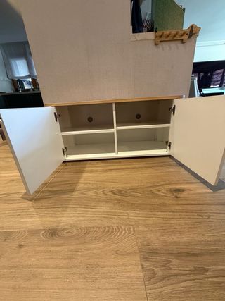 Banco zapatero blanco y madera