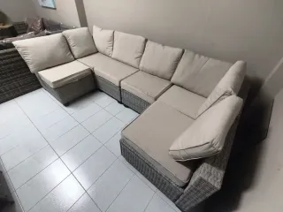 Conjunto Sofá Exterior Ratán Beige