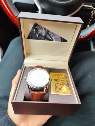 Reloj Frederic Mecánico Esqueleto Marrón/Dorado