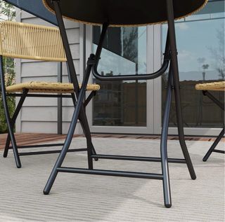 Mesa y 2 Sillas Exterior Rattan Plegables