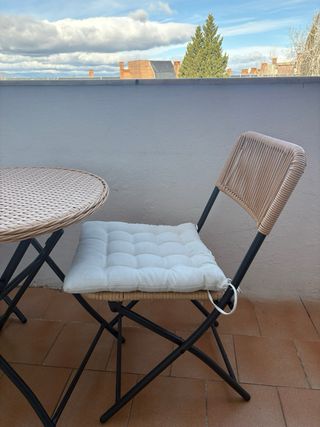 Mesa y 2 Sillas Exterior Rattan Plegables