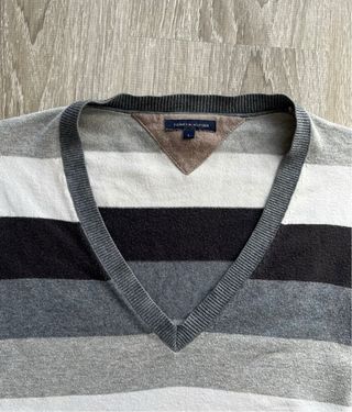 Jersey Tommy Hilfiger Rayas Gris Negro Blanco