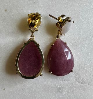 Pendientes plata, chapado en oro con jade y cuarzo