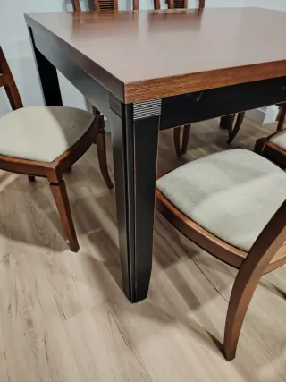 Mesa de comedor y 6 sillas de madera