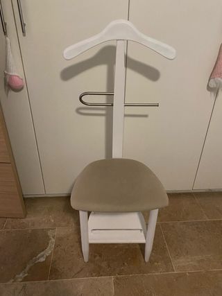 Perchero Silla Zapatero Beige y Blanco