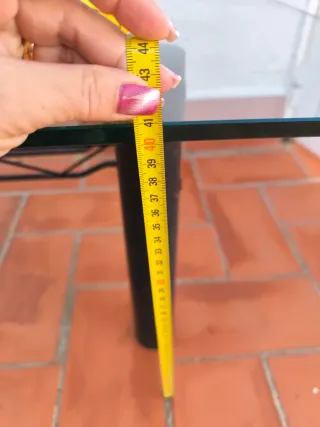 Mesa de centro cristal y metal negra