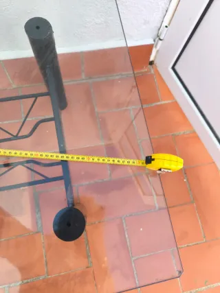 Mesa de centro cristal y metal negra