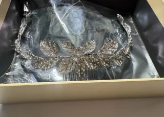 Peineta Novia Fiesta Hojas Plata