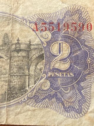 Billete 2 Pesetas República Española 1938