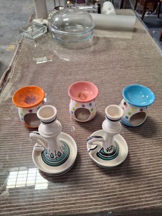 5 portavelas decorativos de cerámica