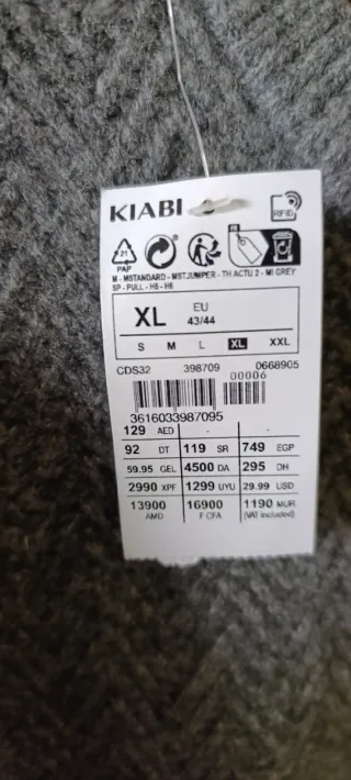 Jersey KIABI hombre gris talla XL