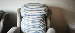 Poltrone relax in tessuto blu e grigio