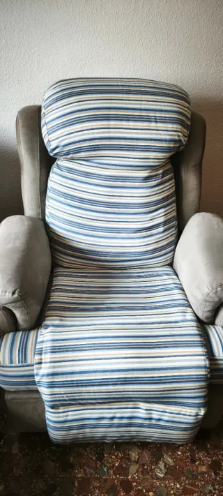 Poltrone relax in tessuto blu e grigio