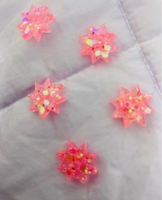 Bottoni resina glitterati rosa 1.5 cm