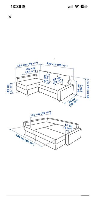 Sofá Cama Chaise Longue Gris IKEA