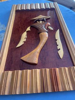 Cuadro artesanal de madera figura oriental