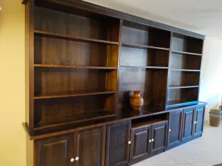 Mueble Estantería Salón Madera Oscura