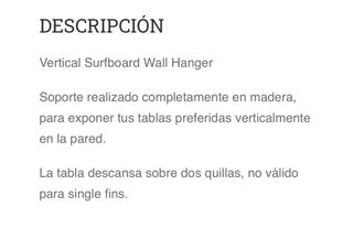 Soporte Pared Tabla Surf Madera Art&Deco