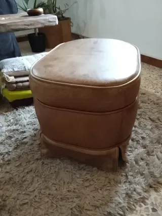 Puff de piel  Cuero desgastado