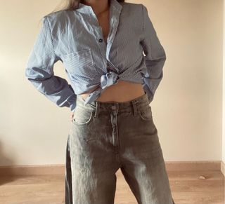 Camisa Rayas Azul y Blanca