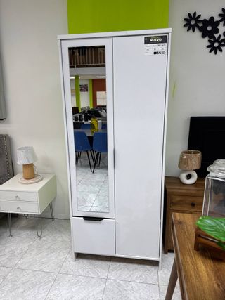 Armario 2 Puertas Espejo Blanco Diseño Nórdico