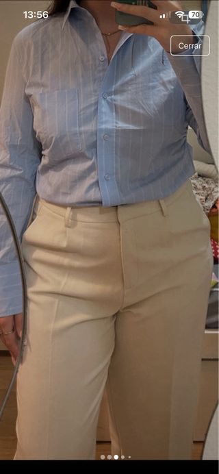 Pantalón de vestir recto Mango beige