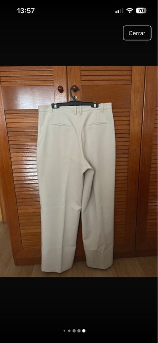 Pantalón de vestir recto Mango beige