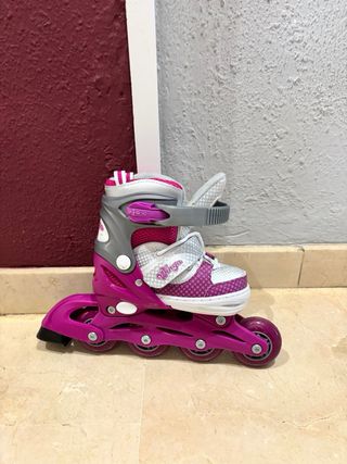 Patines en línea niña rosa y gris