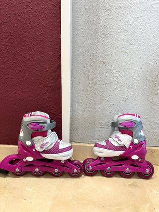 Patines en línea niña rosa y gris