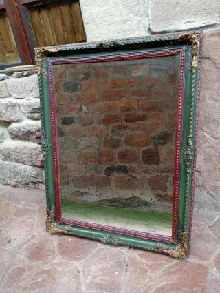 Espejo Marco Dorado y Verde