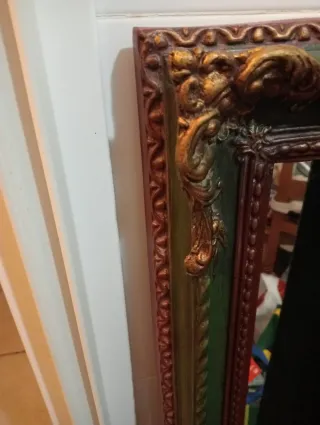 Espejo Marco Dorado y Verde