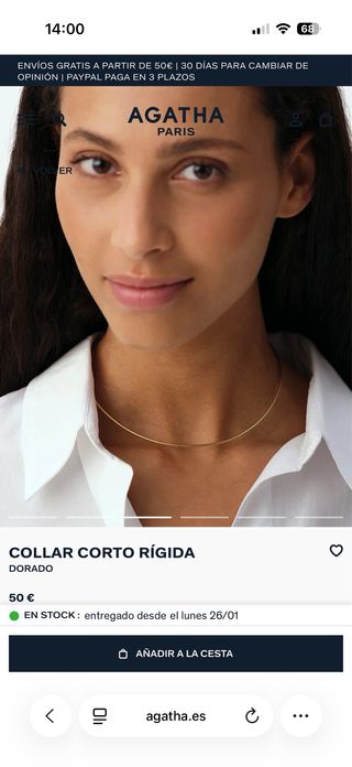 Collar corto rígido dorado AGATHA PARIS