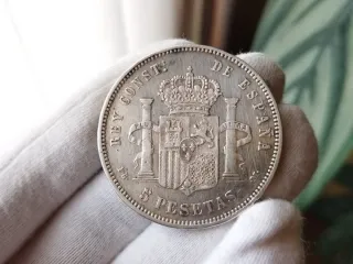 Moneda Plata 5 pesetas 1891 Alfonso XIII