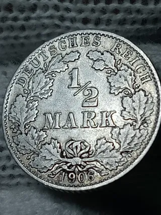 Moneta 1/2 Mark Germania 1906 Argento lotto 1