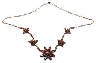 Stupendo collier Art Deco argento marcasite granat