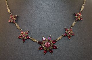 Stupendo collier Art Deco argento marcasite granat
