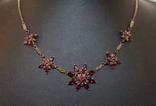 Stupendo collier Art Deco argento marcasite granat