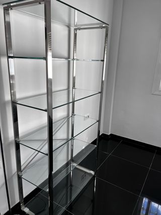 Estantería cristal y acero