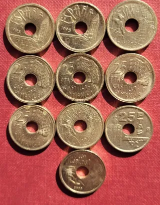 10 Monedas 25 Pesetas Juan Carlos I