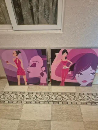 Cuadros Decorativos Mujer y Copa