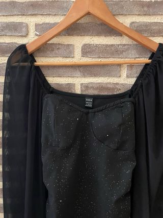 Vestido fiesta negro manga larga