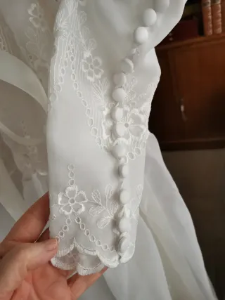 Vestido de Novia Organza y un precioso velo.
