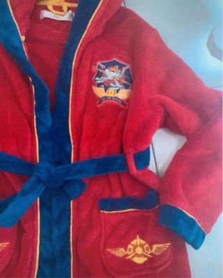 Vestaglia bambino rossa con bordi blu