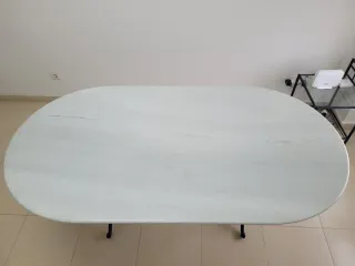 Mesa Comedor Mármol Blanco Base Hierro